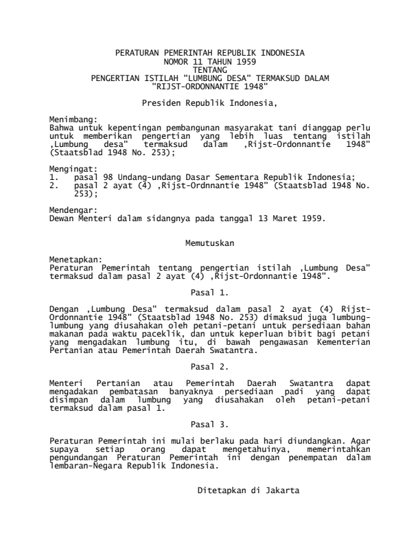 Peraturan Pemerintah Nomor 11 Tahun 1959