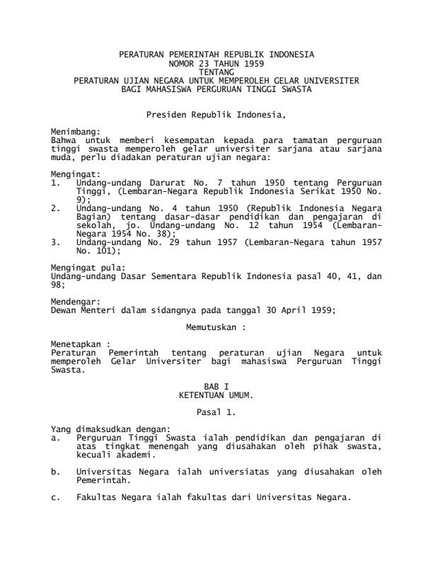 Peraturan Pemerintah Nomor 23 Tahun 1959