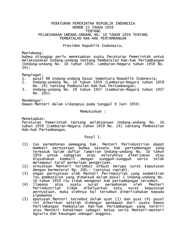 Peraturan Pemerintah Nomor 25 Tahun 1959