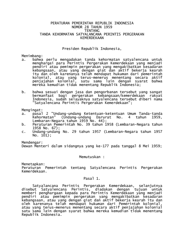 Peraturan Pemerintah Nomor 28 Tahun 1959