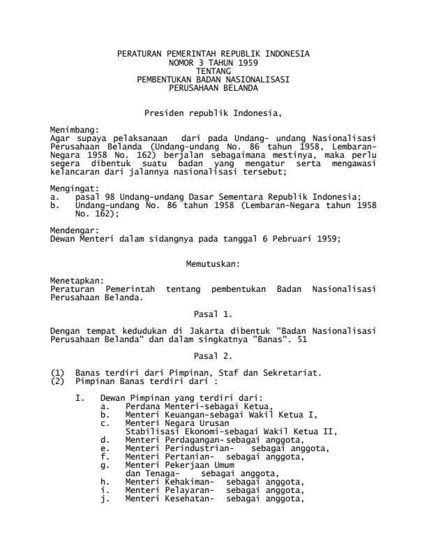 Peraturan Pemerintah Nomor 3 Tahun 1959