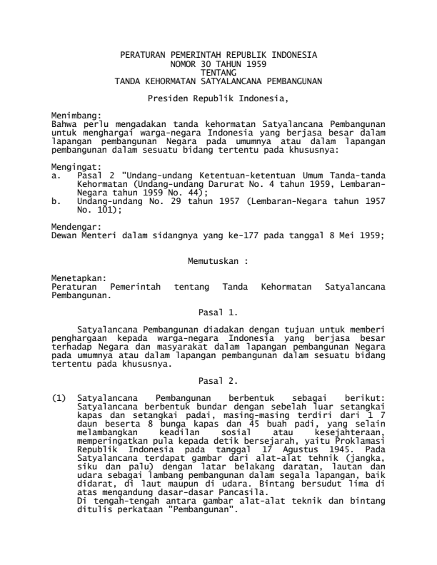 Peraturan Pemerintah Nomor 30 Tahun 1959