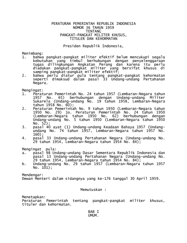 Peraturan Pemerintah Nomor 36 Tahun 1959