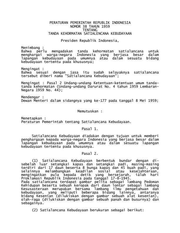 Peraturan Pemerintah Nomor 38 Tahun 1959