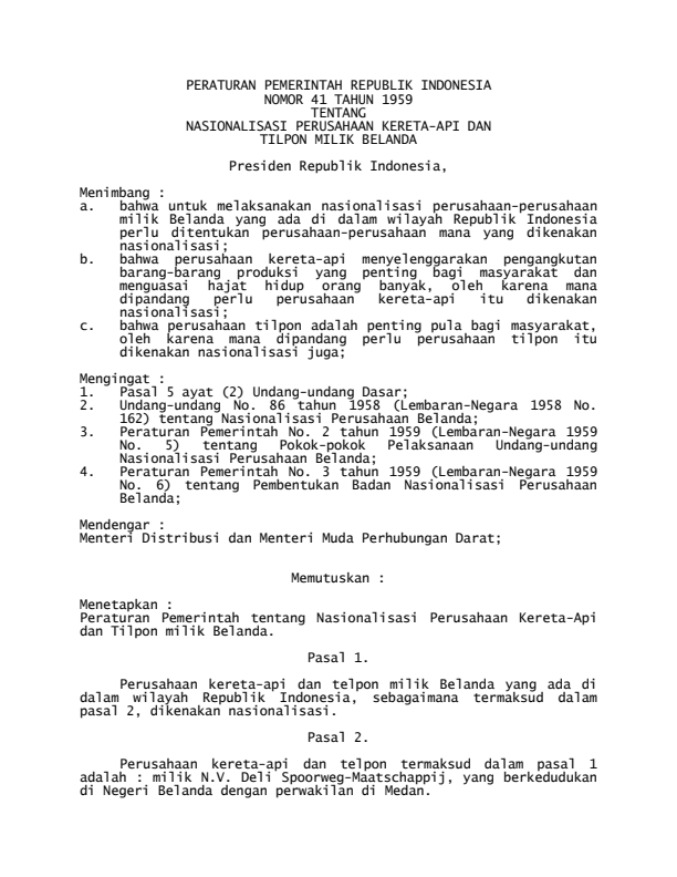 Peraturan Pemerintah Nomor 41 Tahun 1959