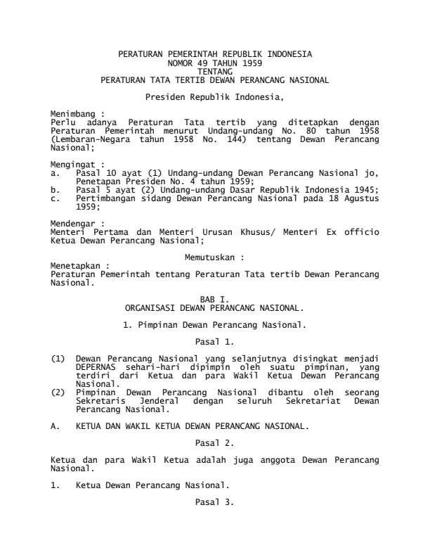 Peraturan Pemerintah Nomor 49 Tahun 1959