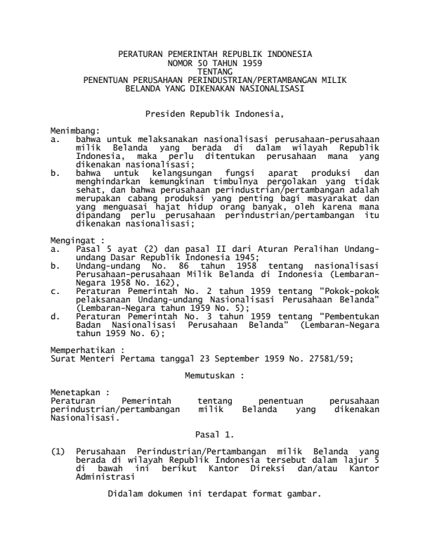 Peraturan Pemerintah Nomor 50 Tahun 1959