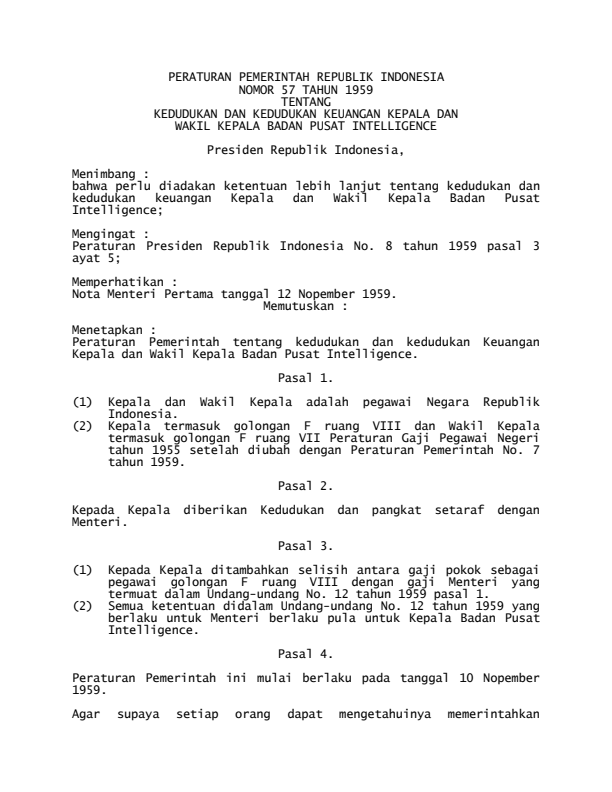 Peraturan Pemerintah Nomor 57 Tahun 1959