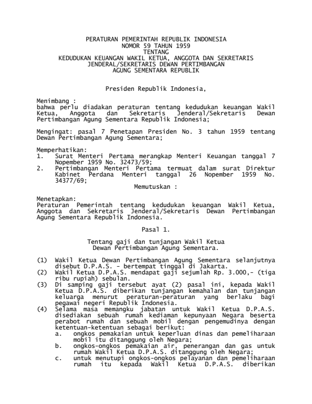 Peraturan Pemerintah Nomor 59 Tahun 1959