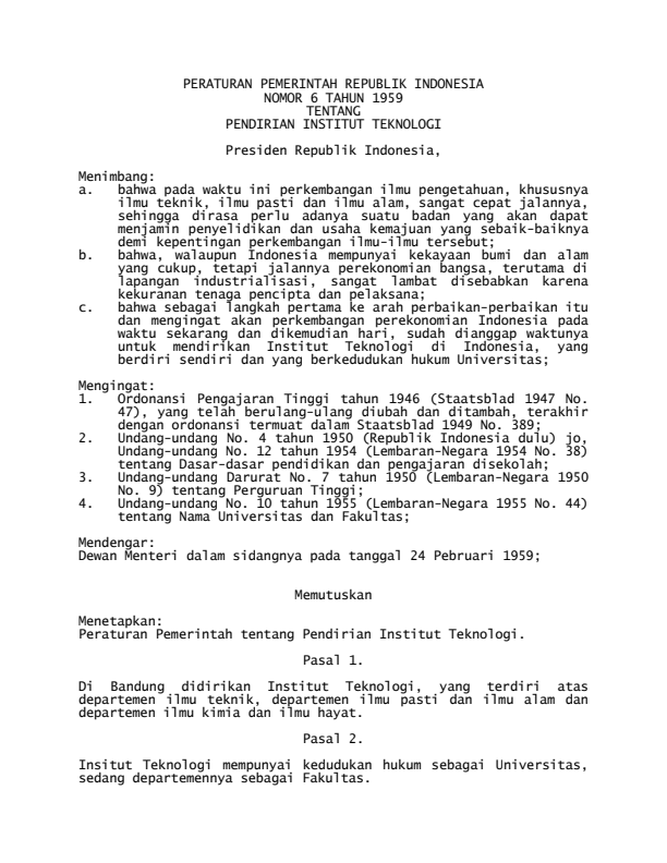 Peraturan Pemerintah Nomor 6 Tahun 1959