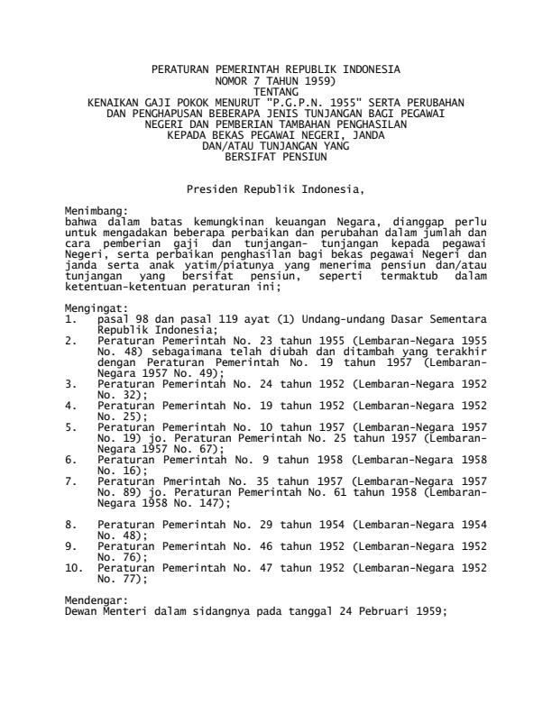 Peraturan Pemerintah Nomor 7 Tahun 1959