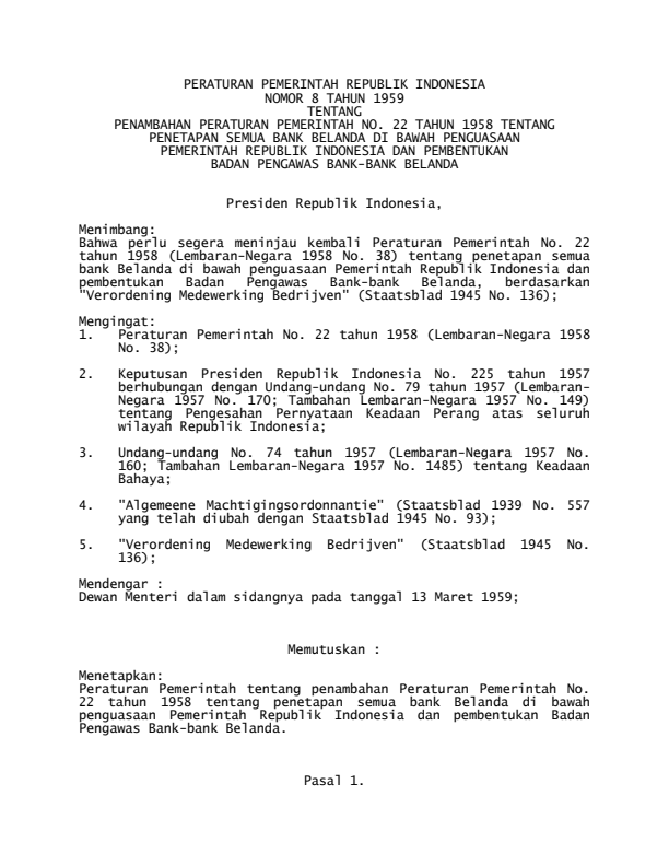 Peraturan Pemerintah Nomor 8 Tahun 1959