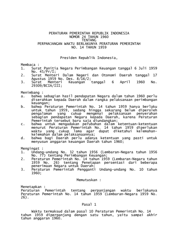 Peraturan Pemerintah Nomor 24 Tahun 1960