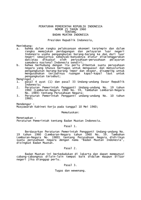 Peraturan Pemerintah Nomor 25 Tahun 1960