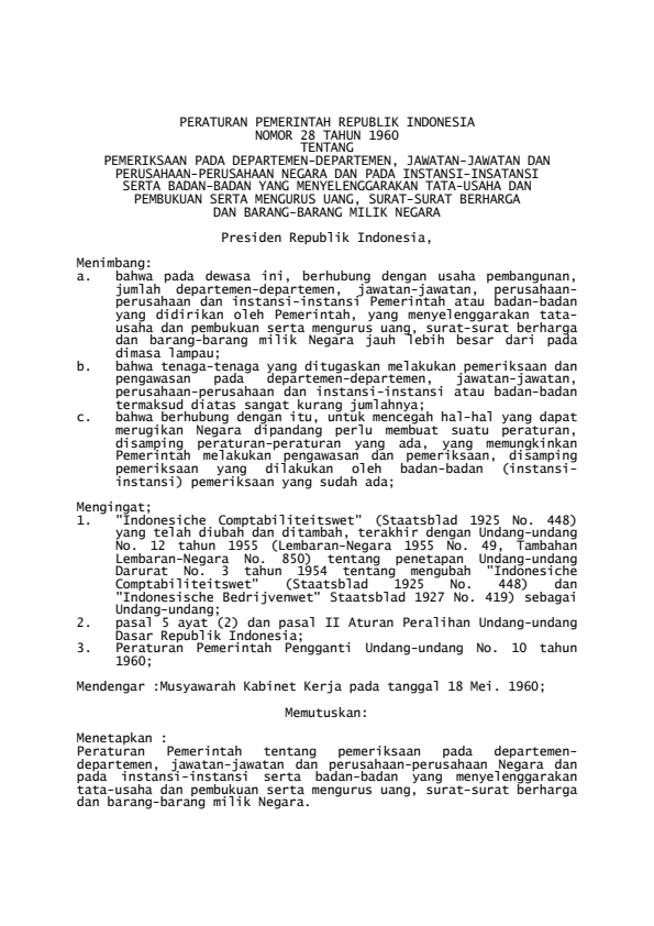 Peraturan Pemerintah Nomor 28 Tahun 1960