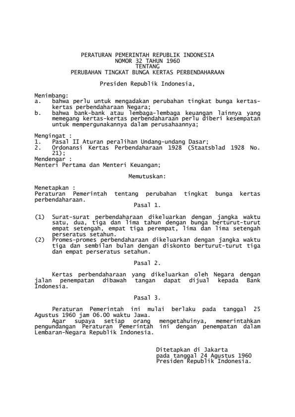 Peraturan Pemerintah Nomor 32 Tahun 1960