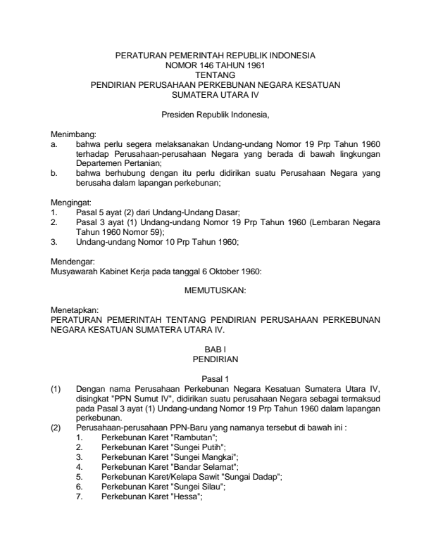 Peraturan Pemerintah Nomor 146 Tahun 1961