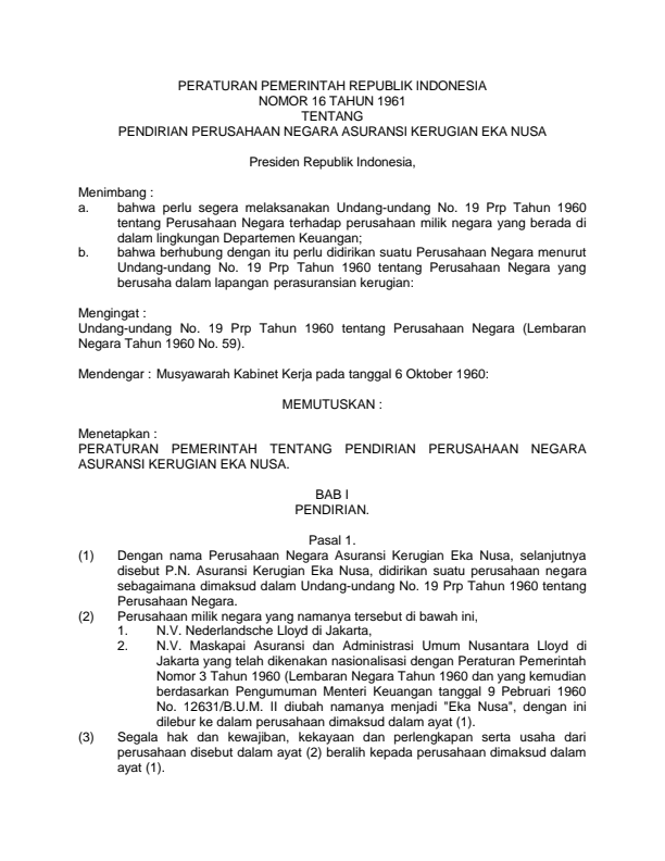 Peraturan Pemerintah Nomor 16 Tahun 1961