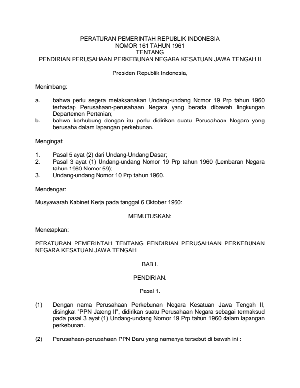 Peraturan Pemerintah Nomor 161 Tahun 1961