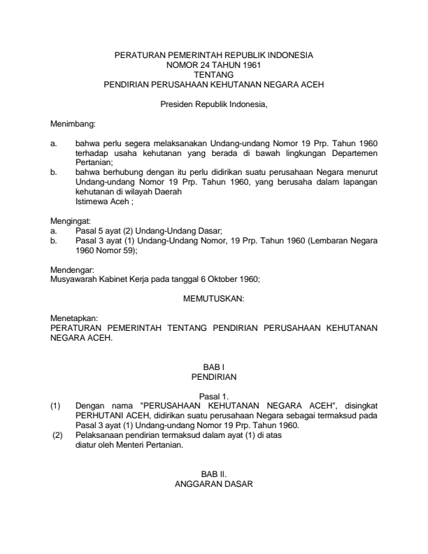 Peraturan Pemerintah Nomor 24 Tahun 1961