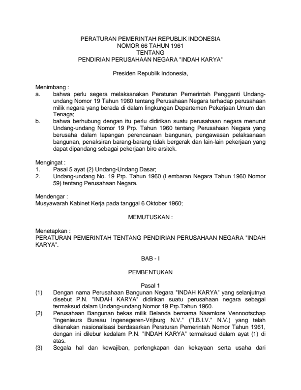 Peraturan Pemerintah Nomor 66 Tahun 1961