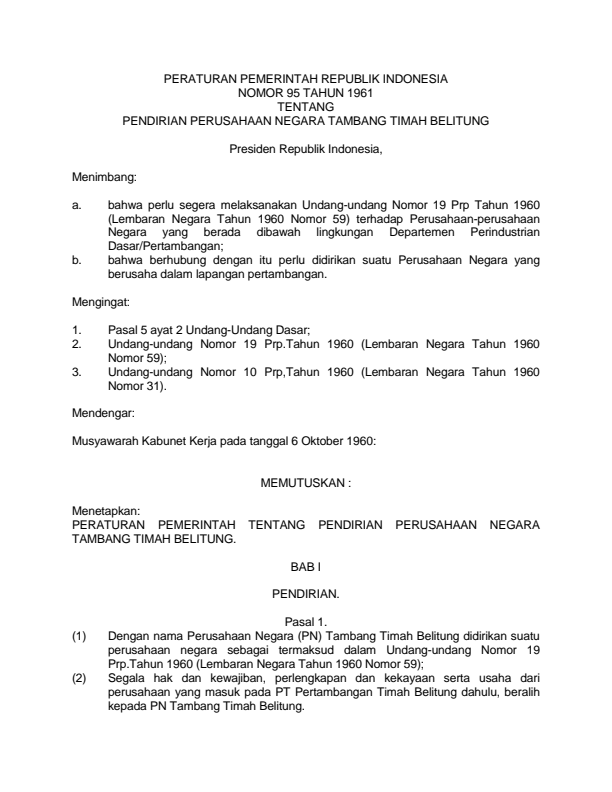 Peraturan Pemerintah Nomor 95 Tahun 1961