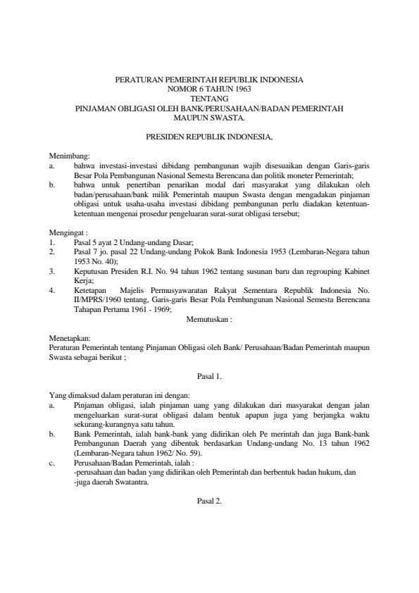 Peraturan Pemerintah Nomor 6 Tahun 1963