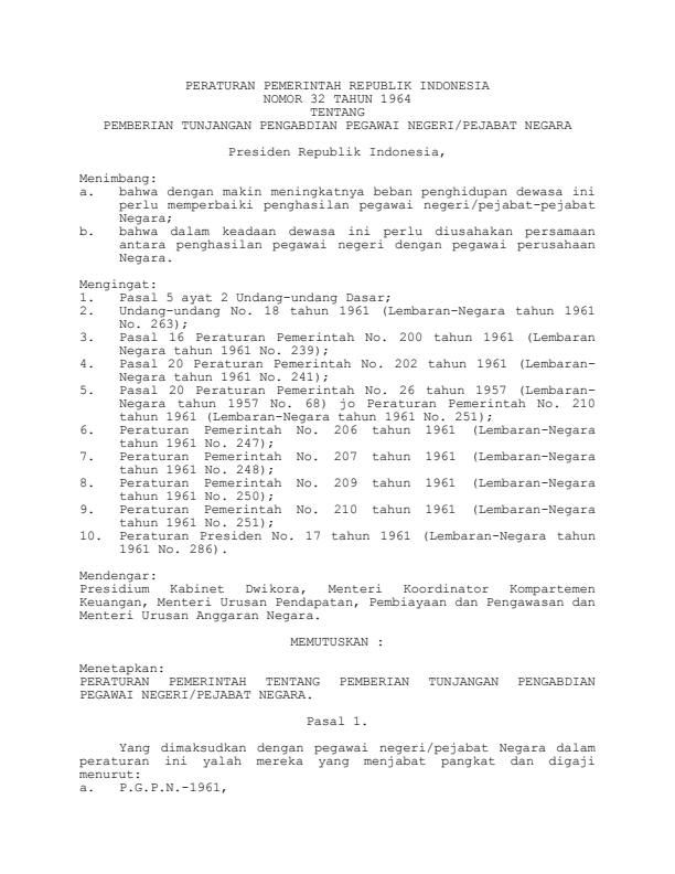 Peraturan Pemerintah Nomor 32 Tahun 1964