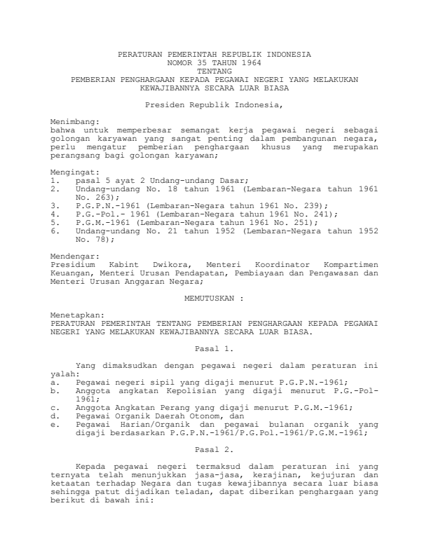 Peraturan Pemerintah Nomor 35 Tahun 1964