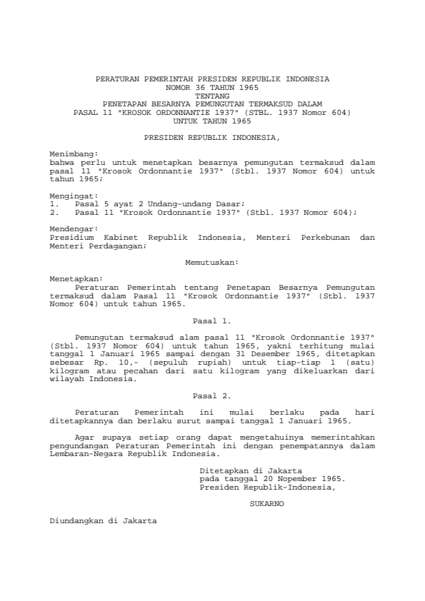 Peraturan Pemerintah Nomor 36 Tahun 1965