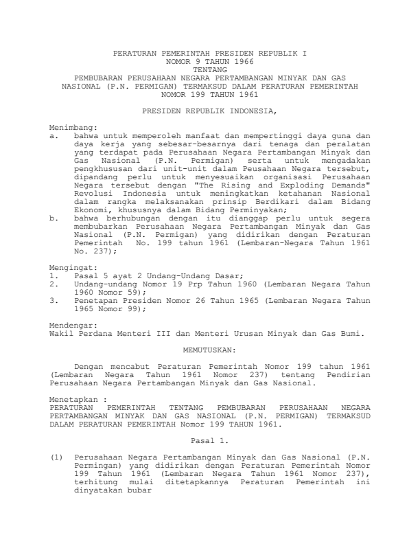 Peraturan Pemerintah Nomor 9 Tahun 1966