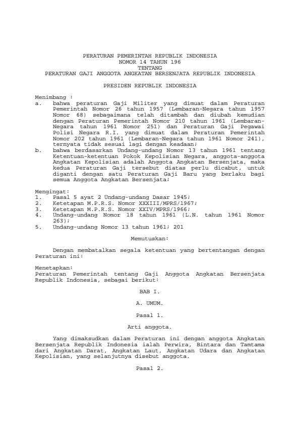 Peraturan Pemerintah Nomor 14 Tahun 1967