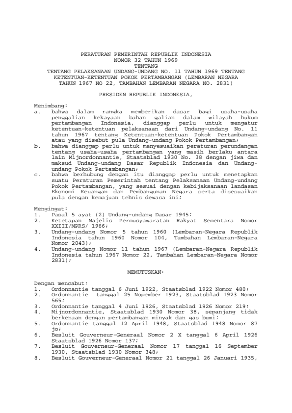 Peraturan Pemerintah Nomor 32 Tahun 1969