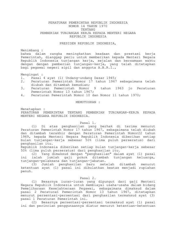 Peraturan Pemerintah Nomor 14 Tahun 1970