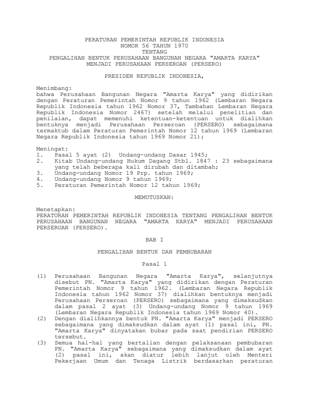 Peraturan Pemerintah Nomor 56 Tahun 1970