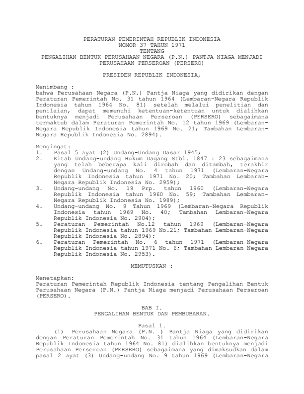 Peraturan Pemerintah Nomor 37 Tahun 1971