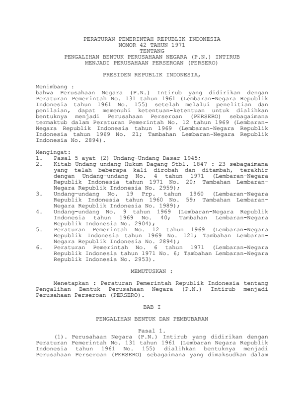 Peraturan Pemerintah Nomor 42 Tahun 1971