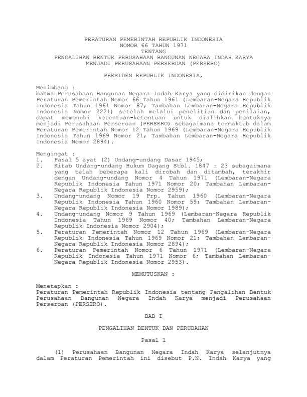 Peraturan Pemerintah Nomor 66 Tahun 1971