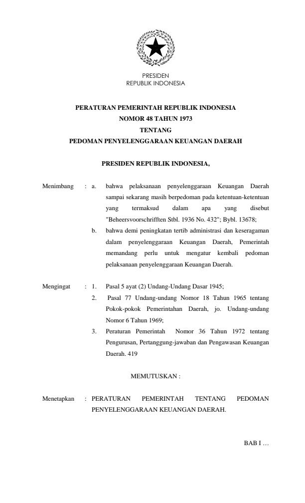 Peraturan Pemerintah Nomor 48 Tahun 1973