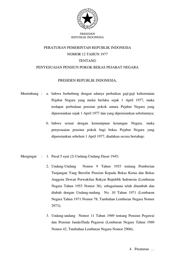 Peraturan Pemerintah Nomor 12 Tahun 1977