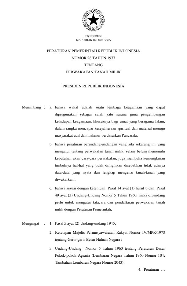 Peraturan Pemerintah Nomor 28 Tahun 1977