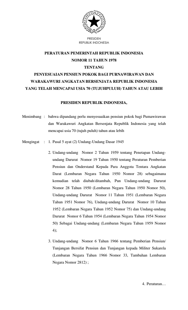 Peraturan Pemerintah Nomor 11 Tahun 1978