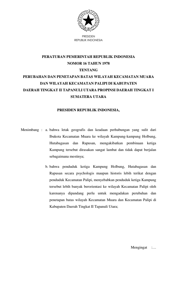 Peraturan Pemerintah Nomor 16 Tahun 1978