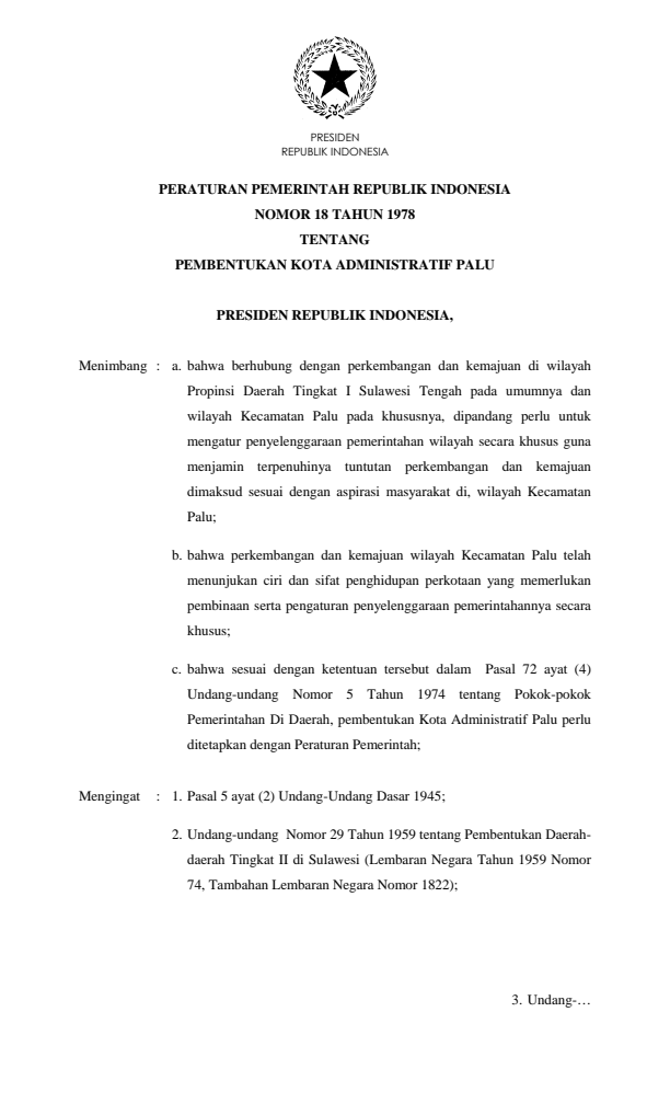 Peraturan Pemerintah Nomor 18 Tahun 1978