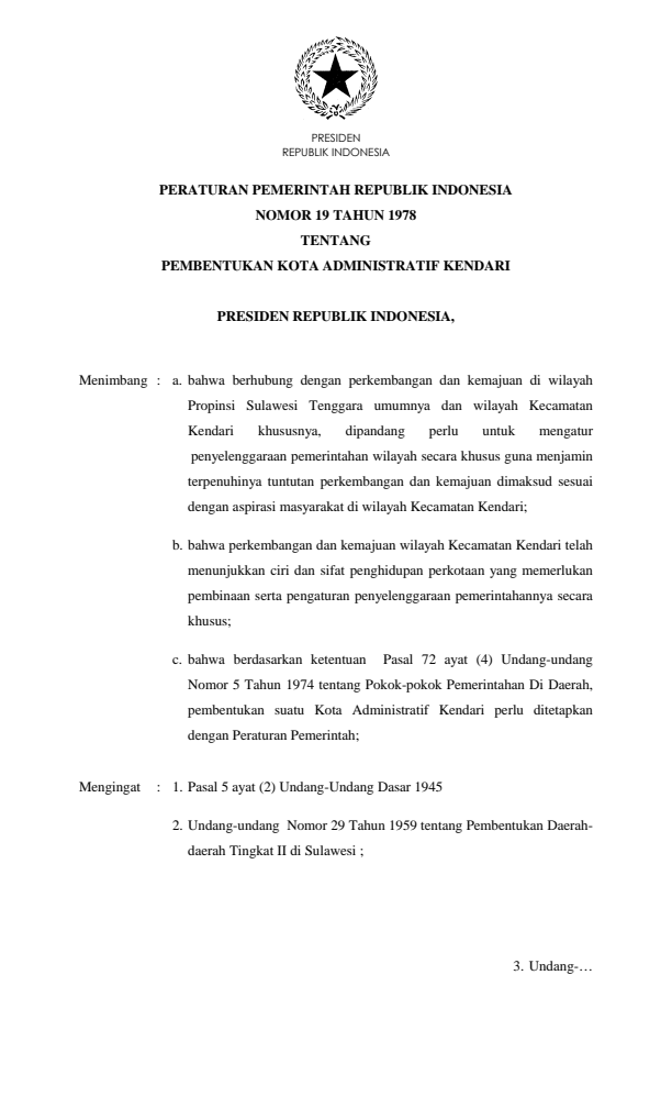 Peraturan Pemerintah Nomor 19 Tahun 1978