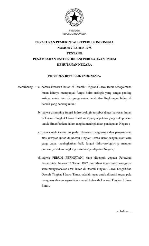 Peraturan Pemerintah Nomor 2 Tahun 1978