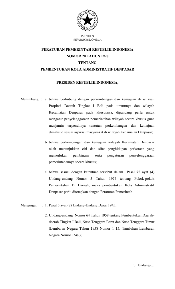 Peraturan Pemerintah Nomor 20 Tahun 1978