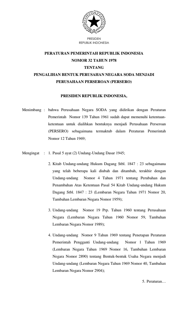 Peraturan Pemerintah Nomor 32 Tahun 1978