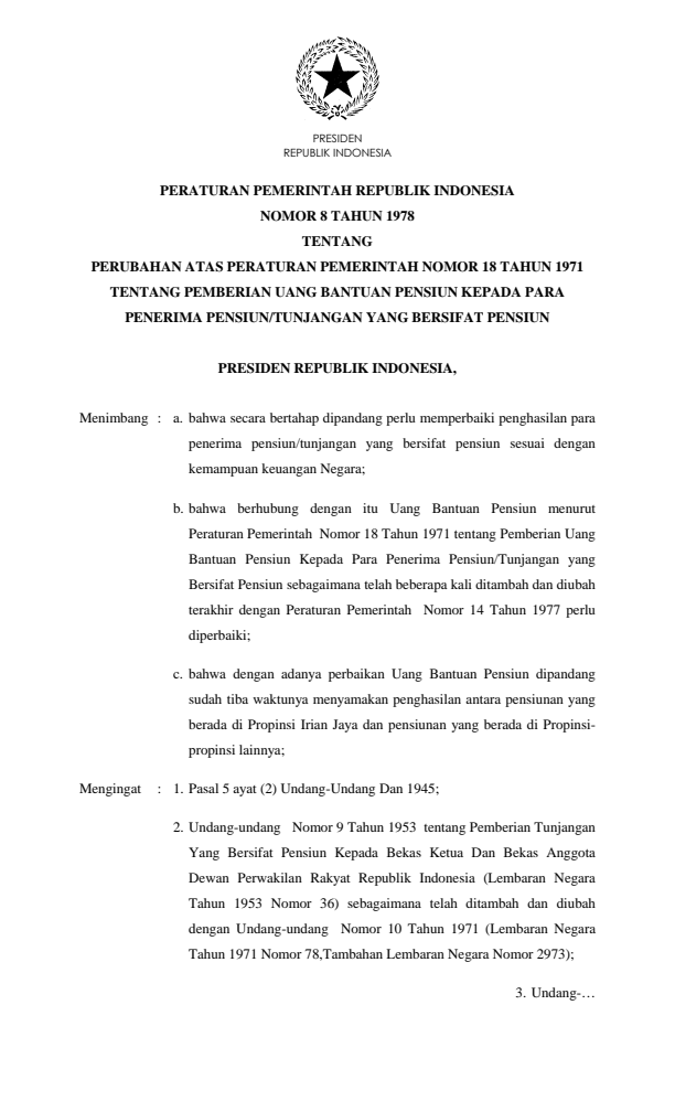 Peraturan Pemerintah Nomor 8 Tahun 1978