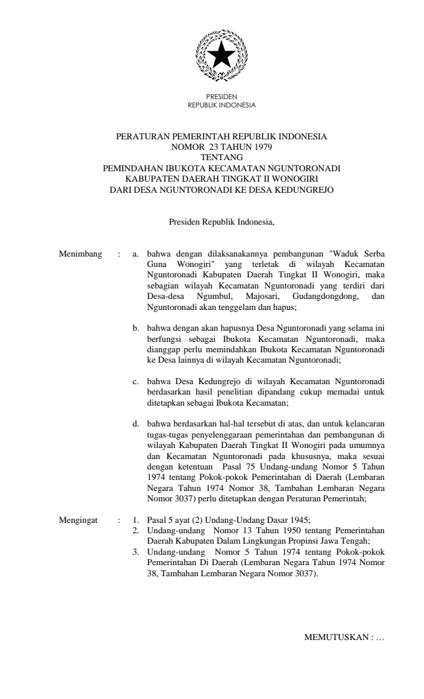 Peraturan Pemerintah Nomor 23 Tahun 1979